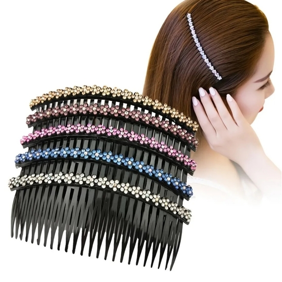 Beautiful 5pc Colorful Crystal Rhinestone Combs/ Hair Pins - Picture 7 of 11